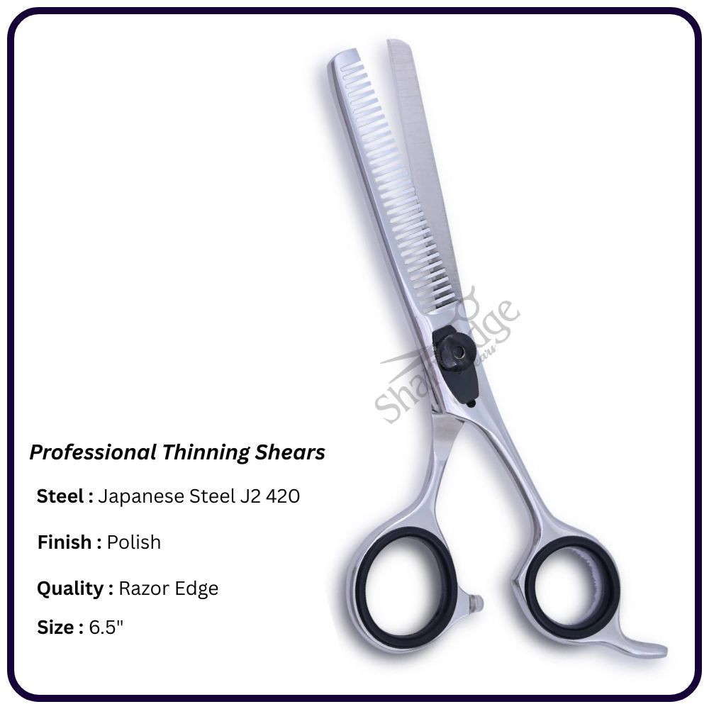 Polished Thinning Scissors 6.5" – Offset Handle Hairdressing Shears | OEM Razor Edge Manufacturer Pakistan 30th Teeth