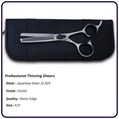 Polished Thinning Scissors 6.5" – Offset Handle Hairdressing Shears | OEM Razor Edge Manufacturer Pakistan 30th Teeth