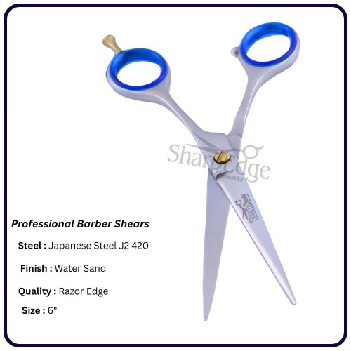 Premium Hair Cutting Scissors Sand – 6” Economic Handle | Japanese Steel | OEM Available | Gold Screw & Finger rest Cla