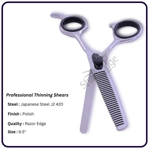Polished Thinning Scissors 6.5" – Offset Handle Hairdressing Shears | OEM Razor Edge Manufacturer Pakistan 30th Teeth