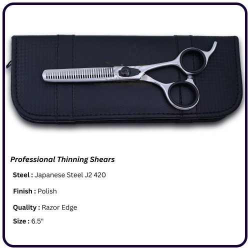 Polished Thinning Scissors 6.5" – Offset Handle Hairdressing Shears | OEM Razor Edge Manufacturer Pakistan 30th Teeth