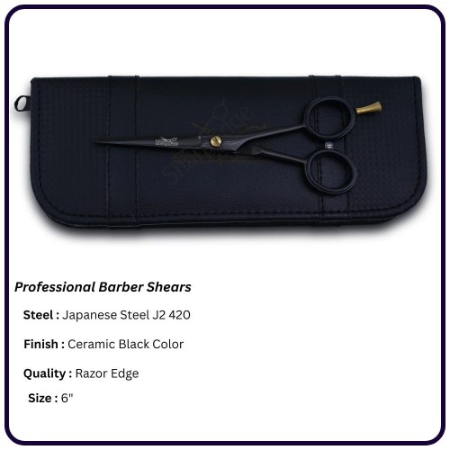 Ceramic Black Barber Scissors 6" Classic Handle Hairdressing Shears Scissors Hair Cutting Scissors