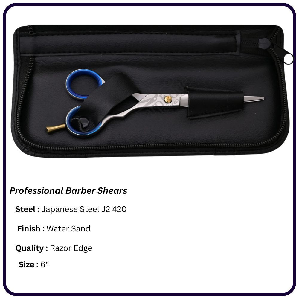 Professional Sand Hair Cutting Shears – 6” Economic Handle |Japanese Steel|Gold Screw & Finger rest