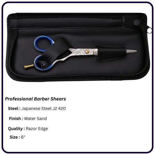 Professional Sand Hair Cutting Shears – 6” Economic Handle |Japanese Steel|Gold Screw & Finger rest