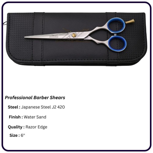 Professional Sand Hair Cutting Shears – 6” Economic Handle |Japanese Steel|Gold Screw & Finger rest