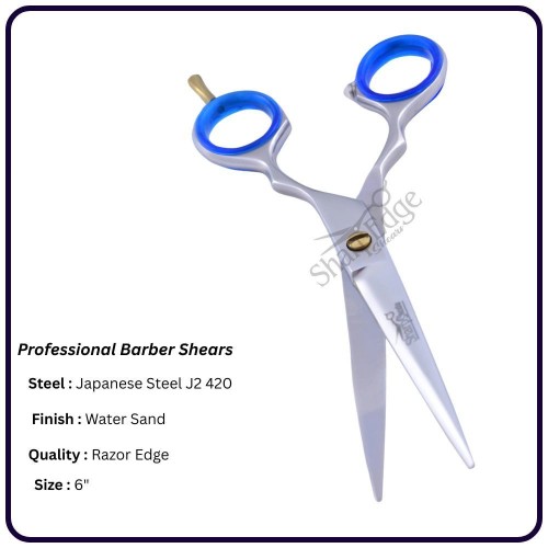 Professional Sand Hair Cutting Shears – 6” Economic Handle |Japanese Steel|Gold Screw & Finger rest