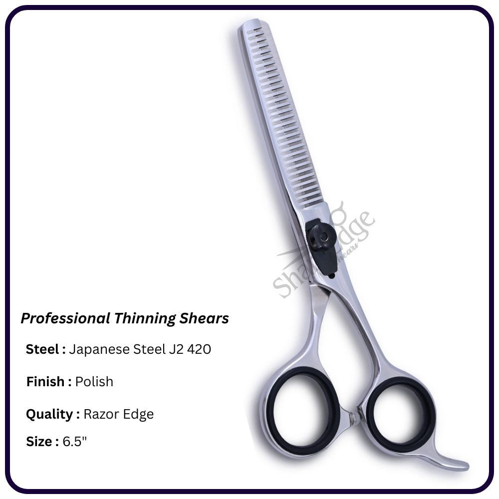 Polished Thinning Scissors 6.5" – Offset Handle Hairdressing Shears | OEM Razor Edge Manufacturer Pakistan 30th Teeth
