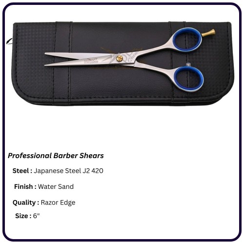Premium Hair Cutting Scissors Sand – 6” Economic Handle | Japanese Steel | OEM Available | Gold Screw & Finger rest Cla