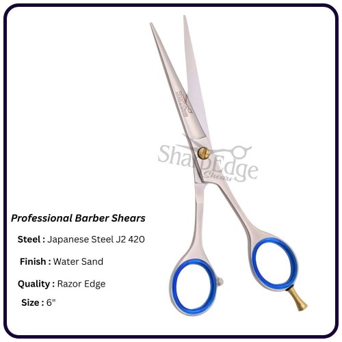 Premium Hair Cutting Scissors Sand – 6” Economic Handle | Japanese Steel | OEM Available | Gold Screw & Finger rest Cla